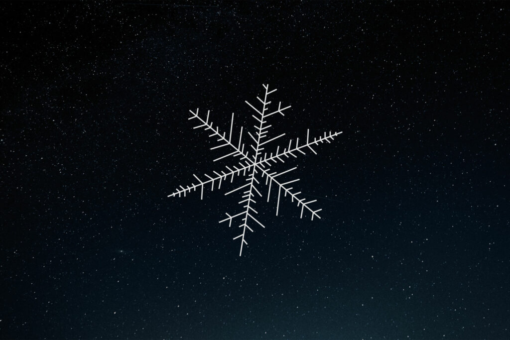 Illustration einer Schneeflocke vor einem Nachthimmel